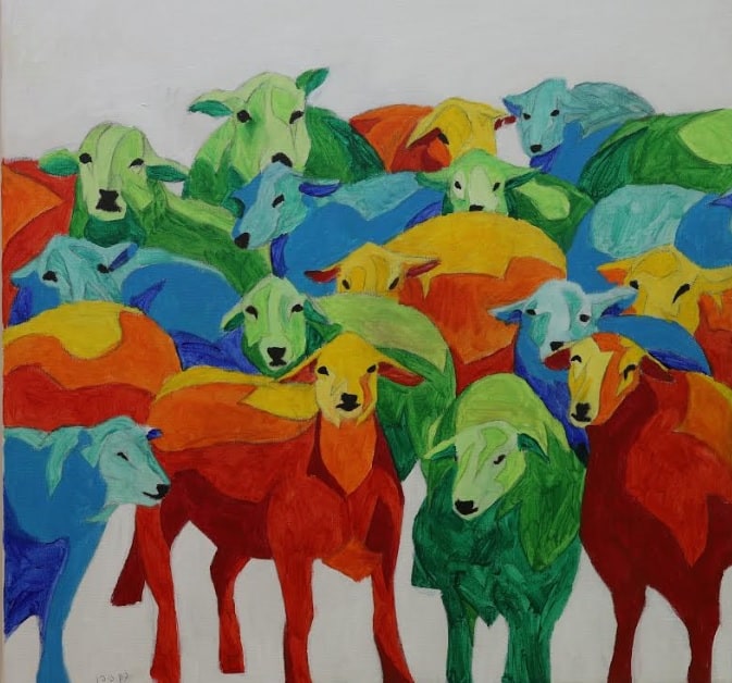 כבשים שציירו תלמידי תלמה ילין