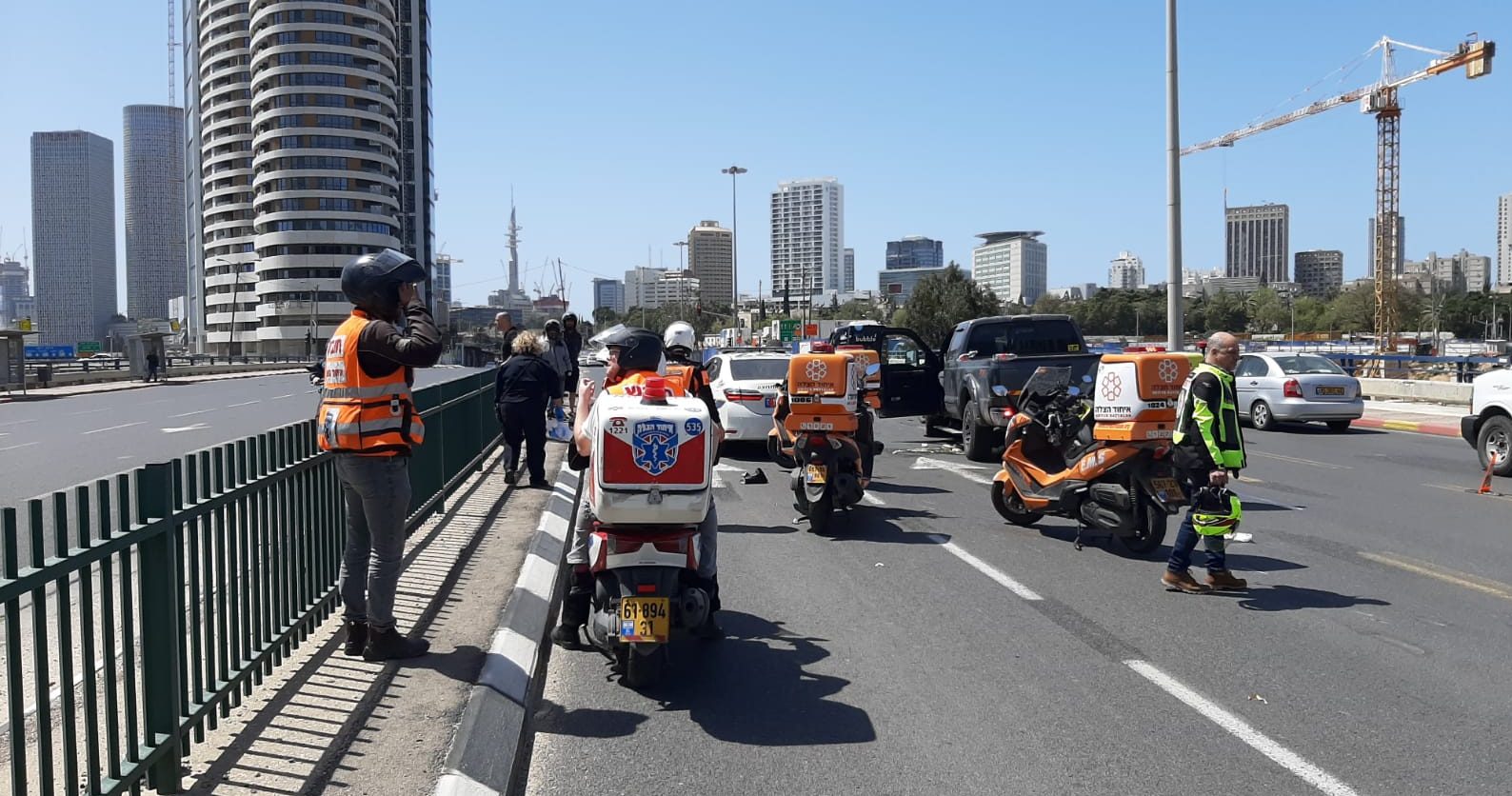 תאונה ברחוב זב’וטינסקי רמת גן. צילום: איחוד והצלה