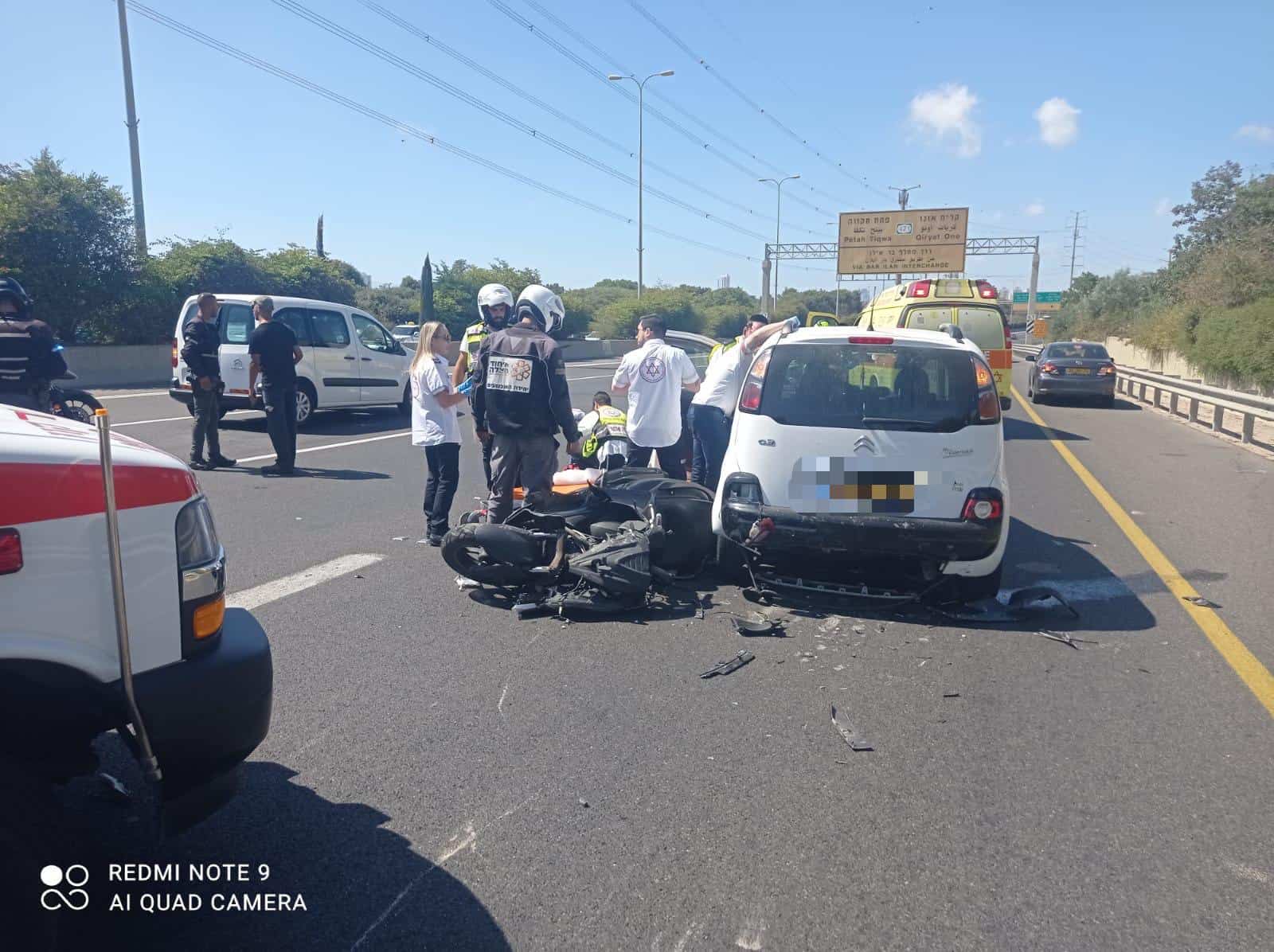 תאונת אופנוע -הרוכב נפצע בינוני ליד מחלף אלוף שדה. צילום דוברות איחוד הצלה