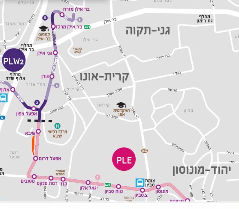 הקטע שבו יבוצעו עבודות מסומן בכתום | צילום: באדיבות חברת נת”ע