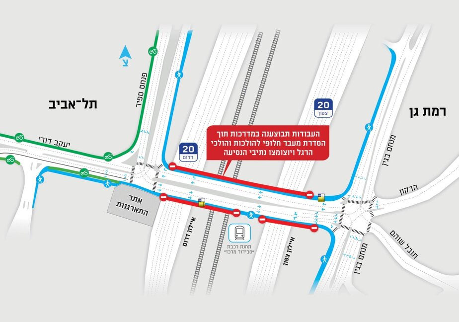 הסדרי תנועה גשר מודעי. המפה באדיבות חברת נתיבי איילון