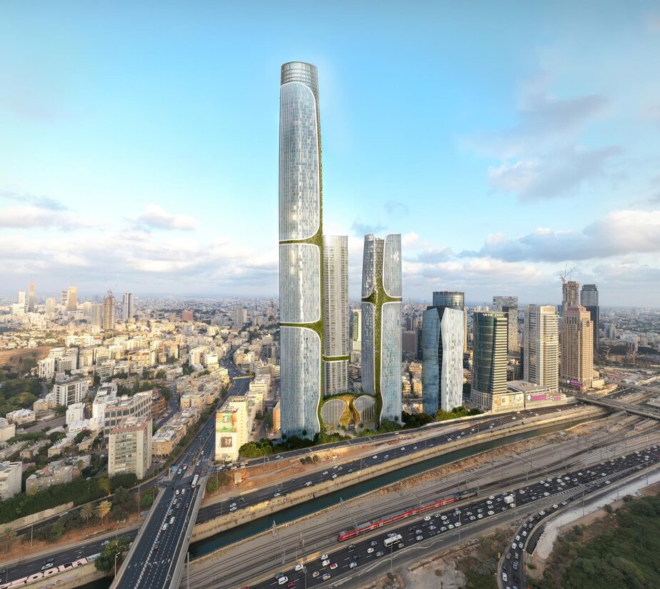פרויקט"ורטיקל סיטי" במתחם הבורסה. הדמיה: DBLK – ברעלי לויצקי כסיף דה לה פונטן אדריכלים