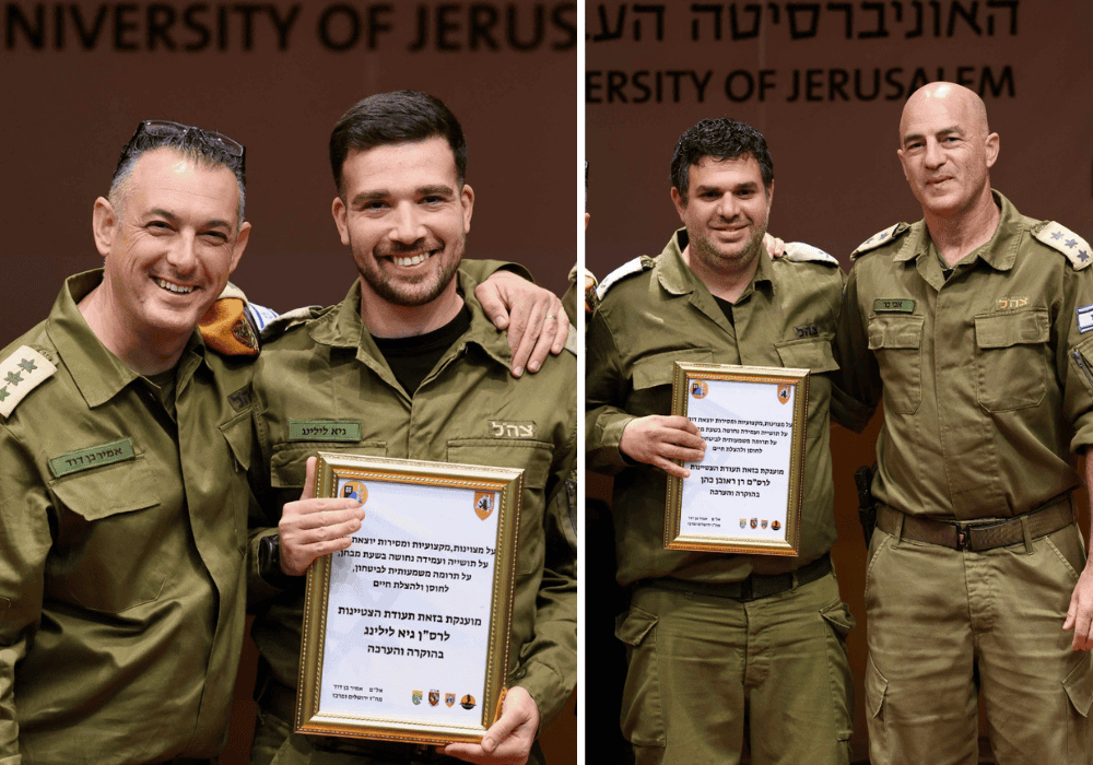רס״ן (מיל') גיא לילינג ורס״מ (מיל') רן כהן – מצטייני מחוז ירושלים והמרכז בפיקוד העורף צילום: אורן כהן