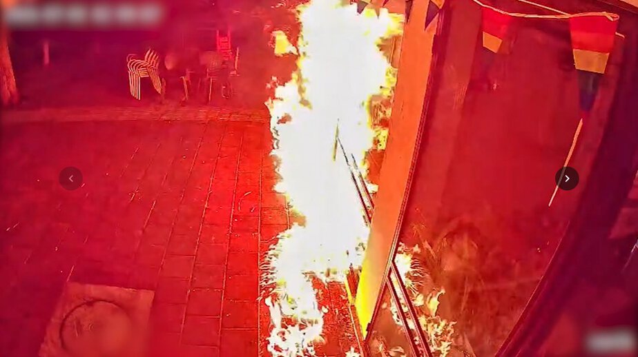 תיעוד מהצתת בית הקפה בנדיטה רמת גן. צילום: דוברות משטרת ישראל